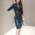 Slimming Women's Denim Dress Medium Length Short Sleeves Smooth Silhouette